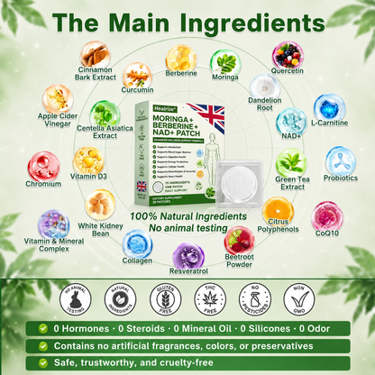 FDA Registered & GMP Certified  | 🧑‍⚕️🩺 𝐇𝐞𝐚𝐥𝐫𝐢𝐳𝐞® Moringa & Berberine 10-IN-1 Advanced NanoMicroneedle Patch |  Backed by Scientific Evidence |10-in-1 Formula | Results in 5 Days🌞