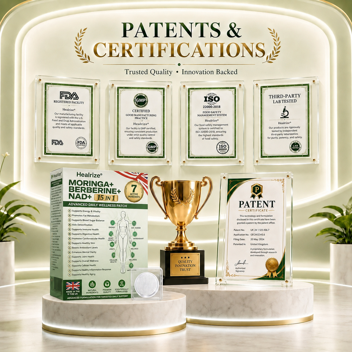 FDA Registered & GMP Certified  | 🧑‍⚕️🩺 𝐇𝐞𝐚𝐥𝐫𝐢𝐳𝐞® Moringa & Berberine 10-IN-1 Advanced NanoMicroneedle Patch |  Backed by Scientific Evidence |10-in-1 Formula | Results in 5 Days🌞