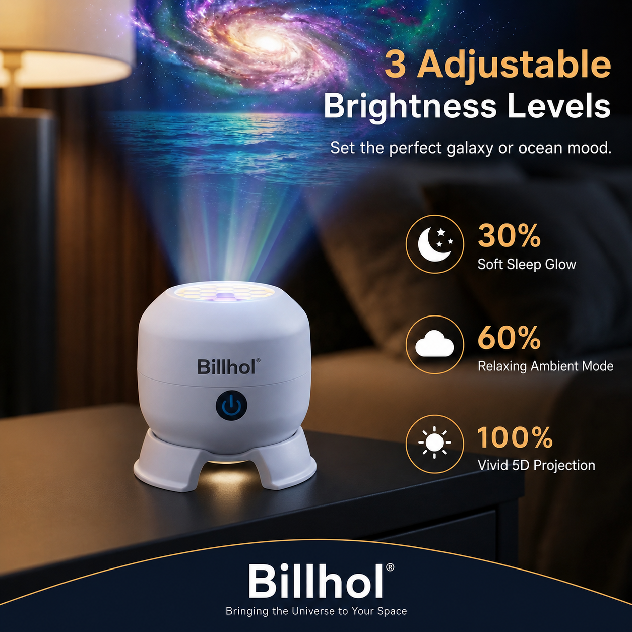 🔥Last day 70%off丨Billhol® Night Light Projector — Smart 5D Holographic Starry Sky & Ocean Projector 🌠🔴