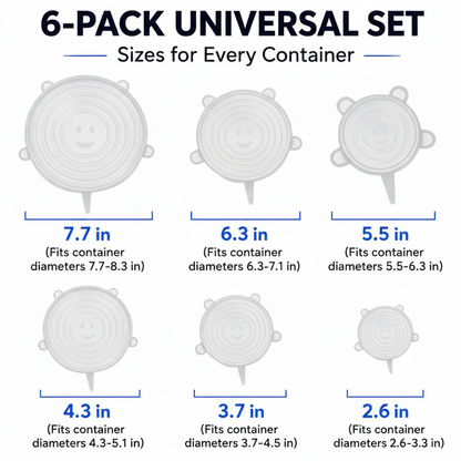 6 PCS Silicone Stretch Lids – Reusable Food Covers for Bowls, Pots, Cups & Fresh Food Storage🐏
