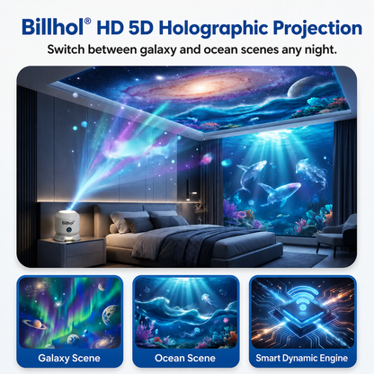 🔥Last day 70%off丨Billhol® Night Light Projector — Smart 5D Holographic Starry Sky & Ocean Projector 🌠🔴