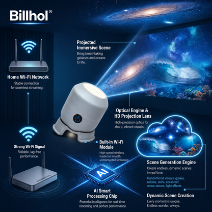 🔥Last day 70%off丨Billhol® Night Light Projector — Smart 5D Holographic Starry Sky & Ocean Projector 🌠🔴