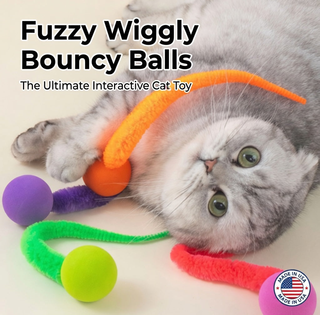 Creawel® 🐱 Fluffy Wobbly Bouncing Balls – The Ultimate Interactive Cat Toy 🕊️